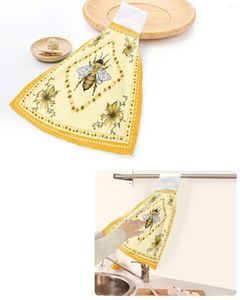 タオル牧歌的なひまわり蜂タオルホームキッチンバスルームの食器布張りループとクイックドライソフト吸収剤