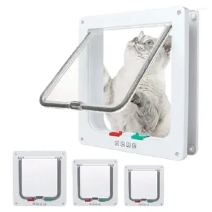 Cat Carriers Flap Door For Interior Exterior 4 Way Locking Pet Doors White Cats/ Small Dog Gate Kit
