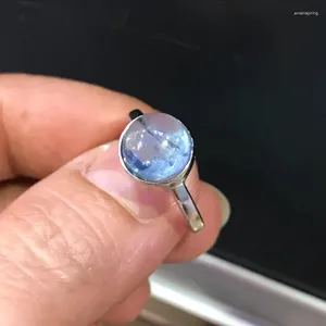 Cluster Rings Elegant Natural Aquamarine Ring 925 Sterling Silver Gemstone Round 8mm For Women Lady Birthday Party Jewelry Gift