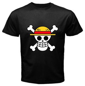 2018 Fashion New One Piece Pirates Flag Logo Luffy Anime Manga Men039s Black T Shirt Men T Shirt Print Bomulls Kort ärm T SH1964808