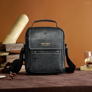 Shoulder Bags Vintage Men's Crossbody Bag PU Leather Solid Color Messenger For Male Casual Small Zippers Handbag
