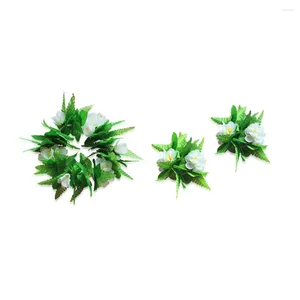 Fiori decorativi Scapa di erba a foglia di hula hawaiane 5 pezzi di costume set con foglie verdi Collace braccialetti a fascia per bambini