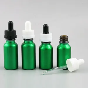 Storage Bottles 12 X Refillable 15ml 20ml Paint Green Glass Childproof Tamper Evident Drop 2/3oz 1/2 E-liquied Vials
