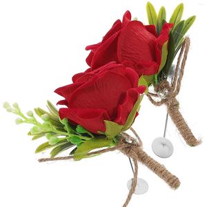 Flores decorativas 2 PCs adereços de pulso no noiva corsage corsages de casamento plástico casal boutonniere