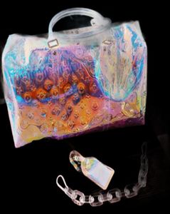 Duffel Bags clássico a laser flash pvc women bolsas 45cm transparente bolsa de muffle brilhante travel de trava4082672