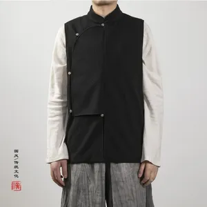 Kamizelki męskie 2024 Spring Korean Style Personalizowany Placket Projekt Tang Vest Men Casual Slim Stojący Kołnierz do M-4xl