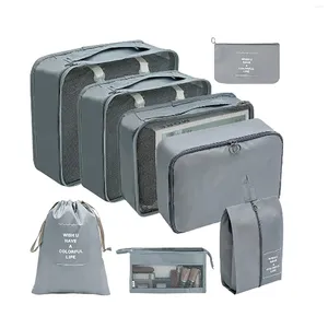 旅行用8pcsセット折りたたみ式スーツケースオーガナイザー軽量荷物ボックスクローゼット組織の保管バッグの梱包キューブ