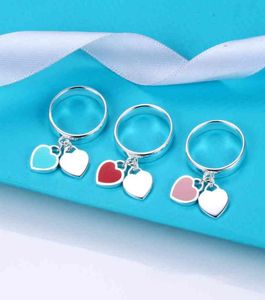 New enamelled heart ring double heart pendant women's jewelry G11306529552