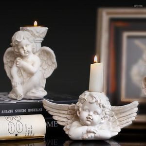 Świecane uchwyty Vintage Angel Candlestick Decor Home Craft Decoration Dekoracja życia stolik jadalny Kupbid -uchwyt Ozdoby dziedzińce dziedzińca