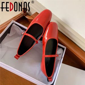 Brand Woman Mary FEDONAS Jane Genuine Leather Heels Buckles Comfort Casual Female Spring Summer Shoes Flats 240410 5cd1