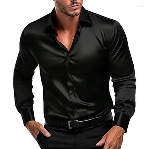 Mäns casual skjortor kontor manlig solid färg långärmad smal fit skjorta för män vår sommar mode knappade lapel toppar affärsmän