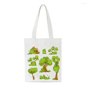 Borse per la spesa riutilizzabile con stampa forestale per foresta Donne Borse Tela Borse Stampare Eco Cartoon Shopper Spalla