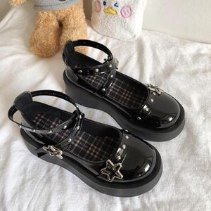 Kleiderschuhe dunkle loli retro gothic schwarz japanisch kawaii Anime Cosplay Frauenstar Schnalle Sommer süßes Mädchen Mary Jane JK Uniform Schuh