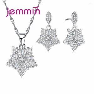 Halskette Ohrringe Set hochwertiger authentischer 925 Sterling Silber Romantic Sweat Flower Bijoux für Frauen