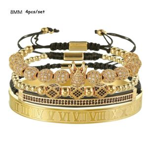 4pcsset z koralikami nici rzymski stalowa bransoletka stalowa para urok Crown for Lovers for Women Men luksusowa biżuteria bezskuteczna 8166148