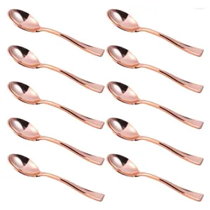 Disposable Flatware 24pcs Spoons Fork Plastic Cake Dessert Ice-cream For Home Shop Party Birthday Wedding Supplies