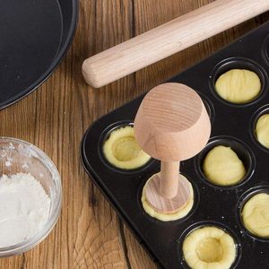 Bakning formar bärbar trä ägg tårta dubbla sidor konditory pusher äggtart mögel tillbehör kök prylar matlagningsverktyg