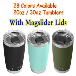 20 oz 30oz rostfritt stål tumlar kaffekoppar utomhusöl muggar med magslider lock mugs20281846015