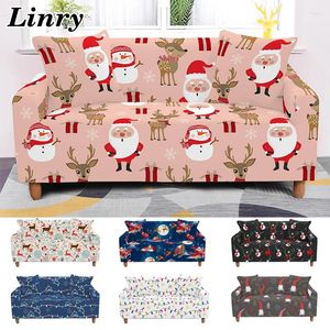 Chair Covers Merry Christmas Cartoon Santa Claus Sofa Cover For Living Room Decor Stretch Slipcovers Elastic Sectional 1/2/3/4 Seater