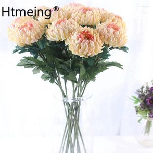 Decorative Flowers Artificial Bellis Perennis Stems Chrysanthemum Rose Dahlia Silk Daisy Flower Heads DIY Craft Home Office Decor