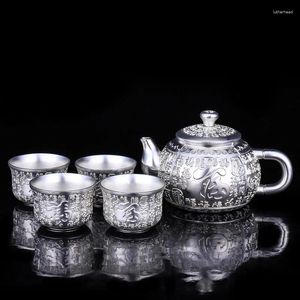 Teaware Set Creative Chinese Wine Glass Gift Box High-End Silver Tea Set Plated Teapot Cup European