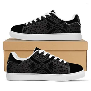 Lässige Schuhe schwarzer polynesischer Samoa Stammes Sia Flat Sneaker Druck Custom Mode Walking Sport Light Frauen Rennen