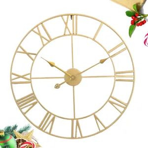 Orologio da parete orologio grande metallo europeo decorativo per la cucina camera da letto del soggiorno domestico (sole embrione dorato