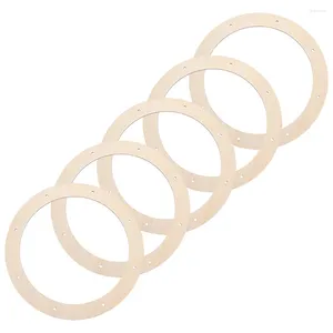 Decorative Flowers 5 Pcs Crafts Wood Rings Made Wreath Frame Round Loop Decorate Form Rack Making Frames Circle Backdrop Stand DIY