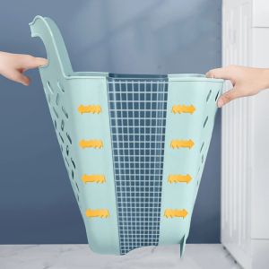 Cestas colocaram roupas organizador de roupas de roupas sujas cestas de lavanderia banheiro portátil dobramento de roupas sujas cesta de armazenamento parede doméstica pendurada