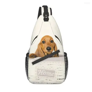 Ryggsäck söt Dachshund Dog Print Sling Bag For Resing Men Sausage Wiener Badger Dogs Chest Crossbody Shoulder Daypack