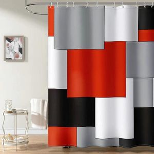 Tende da doccia moderna tende geometrica rossa rossa bianca grigio giuntura creativa reticolo creativo tessuto da bagno con ganci