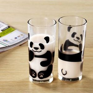 Şarap bardakları sevimli çin panda cam yaratıcı çay şişesi tek şeffaf kahve fincanı kahvaltı sütü cam eşya içmek için
