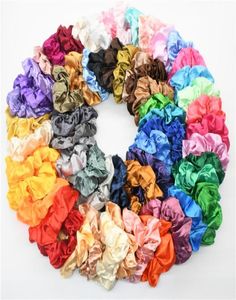 Kvinnor Silk Scrunchie Elastic Handmade Multicolor Hair Band Ponytail Holder Headband Hårtillbehör Packet 70 Färger 414 K27373951