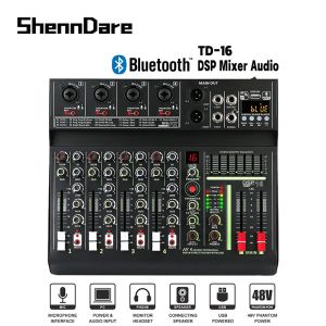 Mixer Shenndare TD16 Console di miscelazione del suono professionale 48 V Phantom Power USB MIXER AUDIO AUDIO 4 CANALE TABELLA BLUETOOTH Tabella DSP Effetto