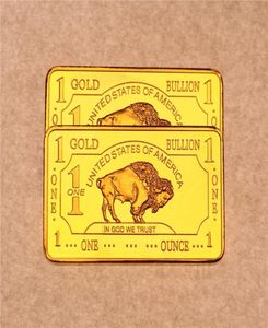 Diğer Sanatlar ve El Sanatları 1oz 24K Altın Kaplama Amerika Birleşik Devletleri Buffalo Altın Bar Bulyon Paras Çekme 6629214