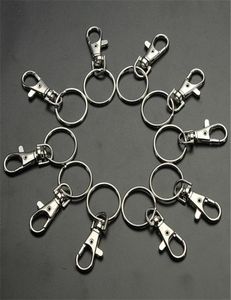 10pcslot klassischer Schlüsselkettenring Silber Metall Drehschaler Hummerverschluss Clips Key Hooks Schlüsselbund Split Ring DIY -Beutel Schmuck Wholeales8846082