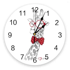 Wall Clocks Giraffe Butterfly Clip Glasses Spots Large Clock Dinning Restaurant Cafe Decor Round Silent Home Decoration