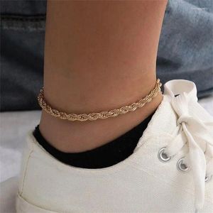 Ankletter rostfritt stål repkedja anklet för kvinnor enkel silverfärg 3mm 4mm armband på bentillbehör mode kvinnliga smycken C049