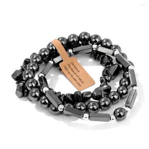 Strand 3 st/set hematit för kvinnor män viktminskning natursten energi hälsa skydd armband set smycken pulsera