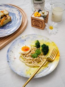 Plates Nordic Starry Sky Ceramic Plate Round Spaghetti Steak Dinner Disc Creative Colourful Dessert Cake Dish Household Tableware