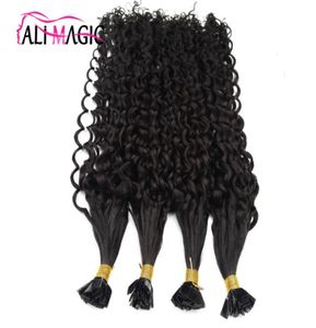 12quot26quot 1g 100g U Nail Tip Curly Hair Extension Indian Virgin Keratin Hair Prebonded Hair Extensions Natural Black Bro5830601
