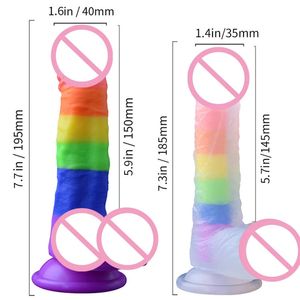 77 polegadas195cm Rainbow Dildo Erótico realista ERótico 6 colorido pênis de pênis adultos Toys sexo para mulheres Masturbação feminina 240412