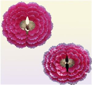 2PCSDANCING FAN PEONY Flower Dance Hand Square Performance Props Eventail En Main Abanico Para Boda de Mano 2205054104932