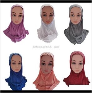 Dziewczyny dzieci muzułmańskie hidżab islamski arabski szalik szalik chusta na głowę Amira Cap Arab Hat Rhinestone Nekury Niquabs Neck Cover4917309