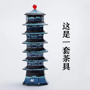 TeAware Setleri Seramik Kahve Kupası Çay Seti Kişisel Hediye Pagoda Ev Oturma Odası Karakteristik Modelleme Çin Ofis Ziyaretçileri