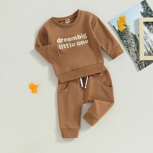 Kleidung Sets Baby Girls 2 -Stück -Outfits Buchstaben Drucken Langarm Crew Neck Sweatshirt Elastische Taille Jogginghose lässig