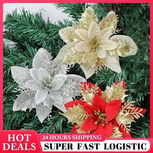 Decorative Flowers Merry Christmas Ornaments Sparkly And Eye-catching Holiday Spirit Wedding Decorations Glitter Artificial Versatile Use