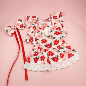 Dog Apparel Small Dress Spring Summer Cat Fashion Princess Skirt Pet Flower Lace Shirt Puppy Cute Harness Yorkshire Pomeranian Chihuahua