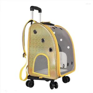 Cat Carriers Pet Dog Trolley Plecak Portable Outdoor Carrier Work Travel Wheeling Suipcase do przezroczystą obudowę