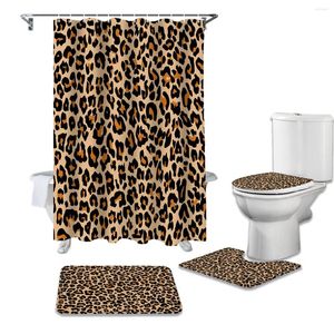 Shower Curtains Leopard Print Cheetah Art Waterproof Bathroom Curtain Bath Toilet Cover Mat Rug Carpet Set Home Decor Accessories